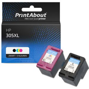 PrintAbout - Inktcartridge 305XL - Zwart + 3 Kleuren - Hoge Capaciteit