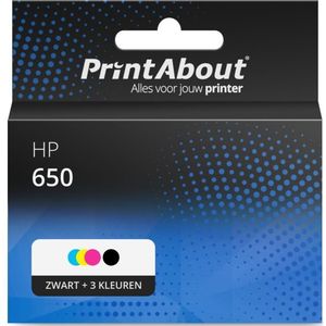 PrintAbout huismerk Inktcartridge 650 (CZ101/02AE) Zwart + 3 kleuren Multipack Geschikt voor HP