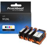 PrintAbout huismerk Inktcartridge 912XL (6ZC74AE) 4-kleuren Multipack Geschikt voor HP