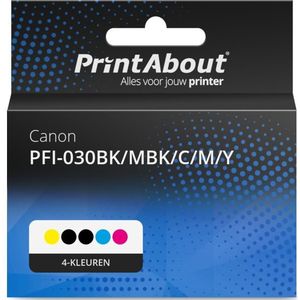 PrintAbout huismerk Inktcartridge PFI-030BK/MBK/C/M/Y 4-kleuren Multipack Geschikt voor Canon