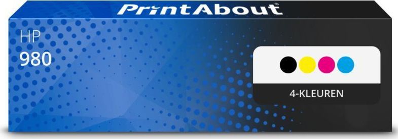 PrintAbout huismerk Inktcartridge 980 (D8J07/08/09/10A) 4-kleuren Multipack Geschikt voor HP