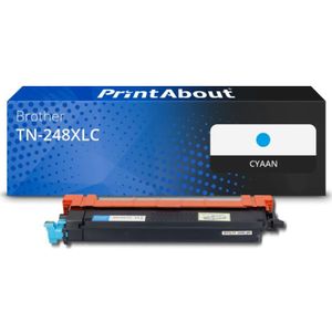PrintAbout huismerk Toner TN-248XLC Cyaan Hoge capaciteit Geschikt voor Brother