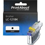PrintAbout huismerk Inktcartridge LC-121BK Zwart Geschikt voor Brother