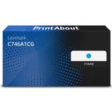 PrintAbout huismerk Toner C746A1CG Cyaan Geschikt voor Lexmark