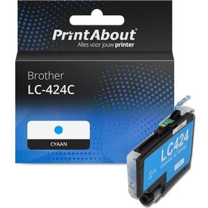 PrintAbout huismerk Inktcartridge LC-424C Cyaan Geschikt voor Brother