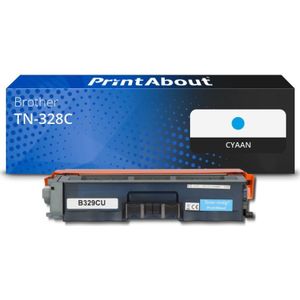 PrintAbout huismerk Toner TN-328C Cyaan Extra hoge capaciteit Geschikt voor Brother