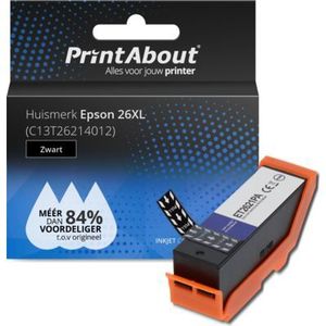 PrintAbout huismerk Inktcartridge 26XL (C13T26214012) Zwart Hoge capaciteit Geschikt voor Epson