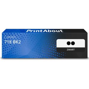 PrintAbout - Toner 718 BK2 - Zwart - Multipack 2-pack - Geschikt voor Canon