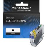 PrintAbout huismerk Inktcartridge BLC-3211BKPA Zwart Hoge capaciteit Geschikt voor Brother