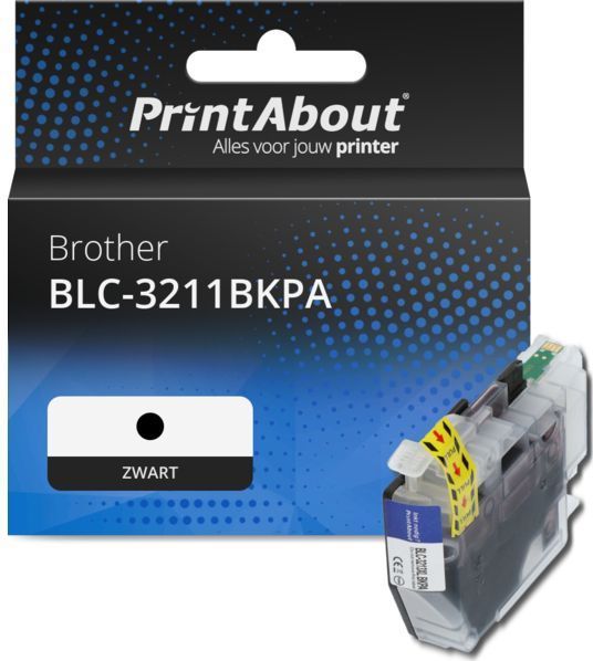 PrintAbout huismerk Inktcartridge BLC-3211BKPA Zwart Hoge capaciteit Geschikt voor Brother