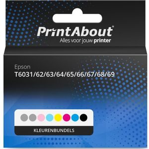 PrintAbout huismerk Inktcartridge T6031/62/63/64/65/66/67/68/69 Kleurenbundels Multipack Hoge capaciteit Geschikt voor Epson