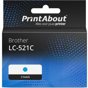 PrintAbout huismerk Inktcartridge LC-521C Cyaan Geschikt voor Brother