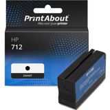 PrintAbout huismerk Inktcartridge 712 (3ED70A) Zwart Geschikt voor HP
