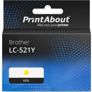 PrintAbout huismerk Inktcartridge LC-521Y Geel Geschikt voor Brother