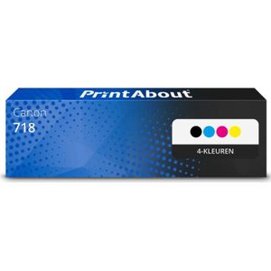 PrintAbout huismerk Toner 718  4-kleuren Multipack Geschikt voor Canon