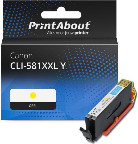 PrintAbout huismerk Inktcartridge CLI-581XXL Y Geel Extra hoge capaciteit Geschikt voor Canon