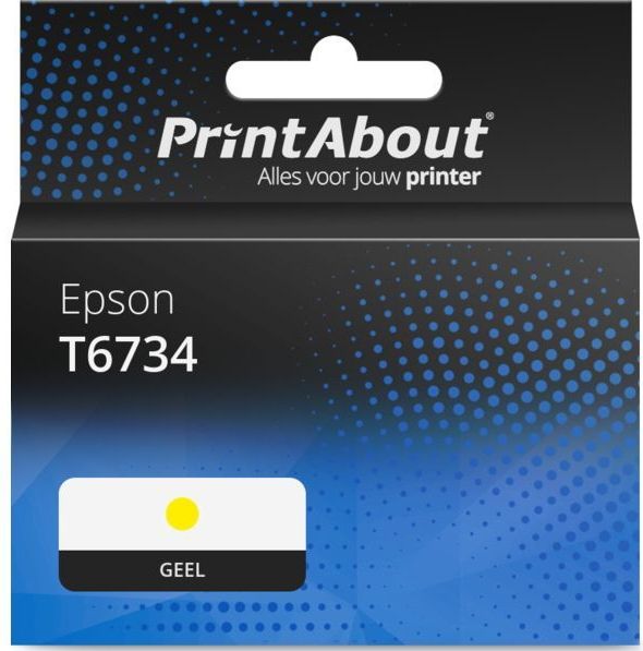 PrintAbout huismerk Inktcartridge T6734 Geel Geschikt voor Epson