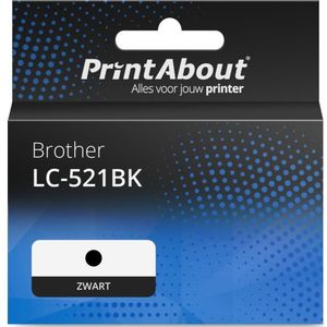 PrintAbout huismerk Inktcartridge LC-521BK Zwart Geschikt voor Brother