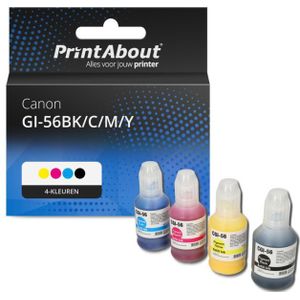 PrintAbout huismerk Inktcartridge GI-56BK/C/M/Y 4-kleuren Multipack Geschikt voor Canon