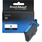 PrintAbout huismerk Inktcartridge 34 (C13T34624010) Cyaan Geschikt voor Epson