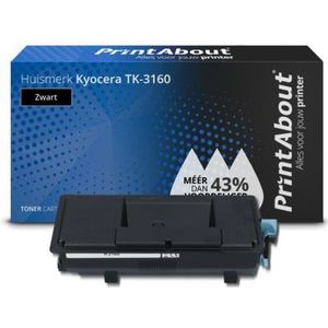 PrintAbout  Toner TK-3160 Zwart geschikt voor Kyocera