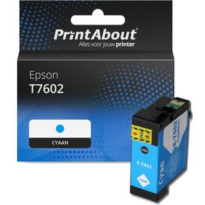 PrintAbout huismerk Inktcartridge T7602 Cyaan Geschikt voor Epson