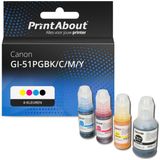 PrintAbout - Canon GI-51PGBK/C/M/Y - Inktcartridge 4-kleuren Multipack