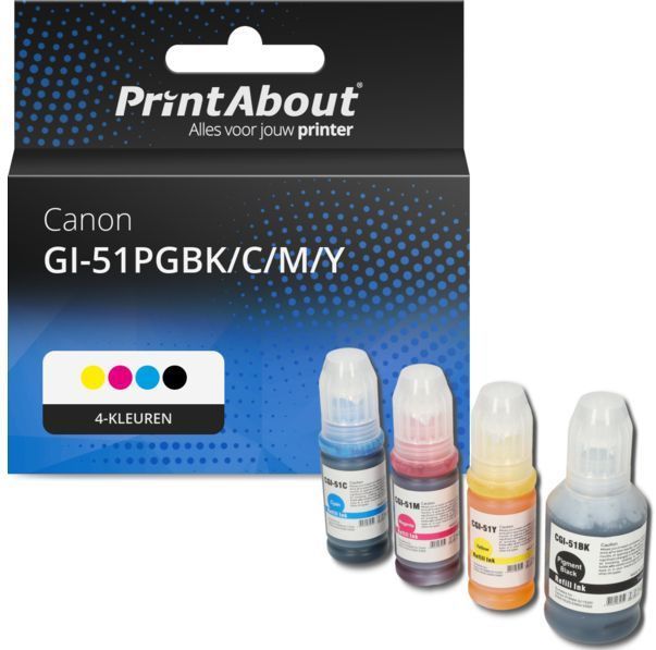 PrintAbout - Canon GI-51PGBK/C/M/Y - Inktcartridge 4-kleuren Multipack