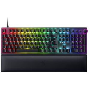 Razer Huntsman V2 (Purple Switch) - optisch gaming-toetsenbord praktisch zonder latentie (polssteun, toetsen, 4 mediatoetsen, PBT doubleshot-toetsen) AZERTY-toetsenbord | zwart