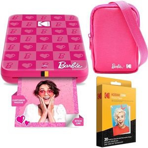 KODAK Barbie Step Slim draagbare draadloze draagbare fotoprinter pakket (iconische stijl) + Barbie Deluxe cameratas + zinkpapier (20 vellen)