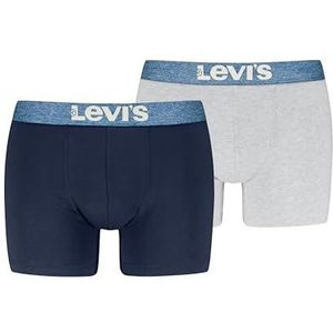 LEVIS Melange Waistband Organic Cotton Boxershorts voor heren (2 stuks), Combo Blauw, S