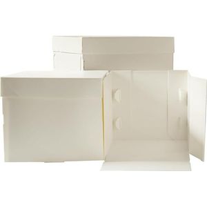 Decora, 0339408 taartdoos van magnetronkarton met deksel, 40,5 x 40,5 x 40,5 x 40 cm, voor het vervoeren en bewaren van versierde taarten, afzonderlijk verpakt, gepatenteerd product, gemaakt in