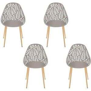 HOME DECO FACTORY, HDO0332 Set van 4 stoelen Lucena Taupe M4, buitenmeubels, 52,3 x 83,4 x 53,3 cm, zithoogte 45 cm
