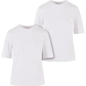 Urban Classics Lot de 2 t-shirts basiques pour femme - Col rond - Disponible en différentes couleurs - Tailles XS à 5XL, Blanc/blanc, XXL