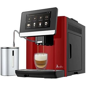 Acopino Barletta automatisch koffiezetapparaat, groot kleurendisplay, met melksysteem voor perfect koffiegenot (rood)