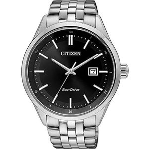 Citizen Herenhorloge, analoog, eco-drive met armband van roestvrij staal, zwart/zilver, armband, Zwart/Zilver, Armband