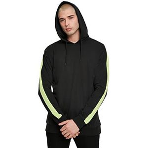 Urban Classics Capuchontrui, neon gestreepte hoodie, sweatshirt voor heren, capuchontrui, zwart.