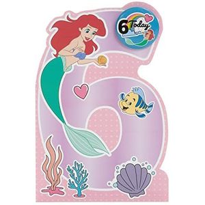 UK Greetings Disney 6 jaar verjaardagskaart voor haar/meisje met envelop, Ariel, meerkleurig, 137 mm x 210 mm