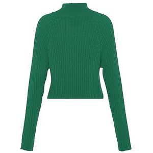 myMo Cardigan côtelé pour femme avec col rond et fermeture éclair en polyester Vert Taille XS/S, vert, XS