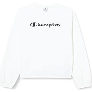 Champion Legacy American Classics-Powerblend Logo Boxy Crewneck sweatshirt voor meisjes en meisjes, wit, 11-12 jaar, Wit.
