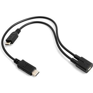 System-S USB Type C 3.1 naar Micro USB Y Kabel Splitter 27 cm