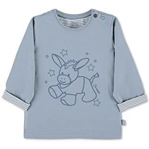 Sterntaler Baby jongens T-shirt met lange mouwen Baby GOTS shirt met lange mouwen Emmi Print - Baby shirt met lange mouwen - met ezelprint en knoop - groen, lichtblauw, 50, Lichtblauw