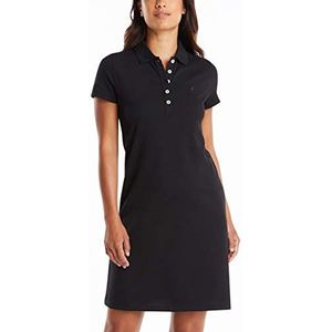 Nautica Easy Classic Polojurk met korte mouwen, katoen, stretch, casual jurk voor dames, True Black.