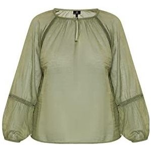 DreiMaster Klassik Dames katoenen blouse, Olijfgroen, L, Olijfgroen