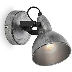 BRILONER - Wandlamp vintage, draaibare wandspot retro, wandlamp, 1x E14 fitting, Zilver-Kunstwerk, 155x100 mm