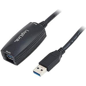 LogiLink UA0127 USB 3.0-kabel met repeater, 5 m, zwart