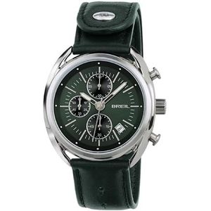BREIL BEAUBOURG herenhorloge met kalfsleer armband - chrono kwartshorloge, Horlogebandje: groen; wijzerplaat: groen, EINE GRÖßE, armband