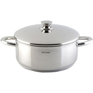 Wecook! Braadpan van roestvrij staal 18/10, met stalen deksel, geschikt voor alle warmtebronnen, inclusief inductie, geïntegreerde meetschaal, Ø 22 cm, inhoud 3,5 liter