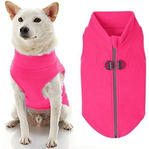 Gooby Hondentrui van fleece, met ritssluiting, roze, XS, warme fleece trui met dubbele D-ring, wintertrui voor kleine honden, kleding voor kleine en middelgrote honden