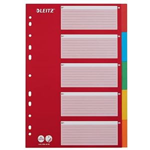 Leitz Tabbladen A4 met omslag en 5 tabbladen, rood/meerkleurig, gerecycled karton, 43866000